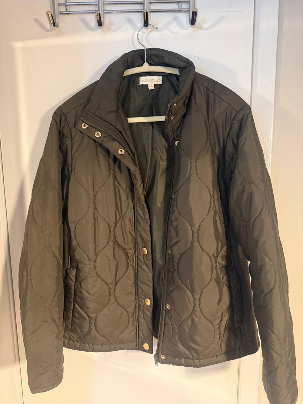 Cynthia Rowley Quilted Puffer Jacket in Olive Green